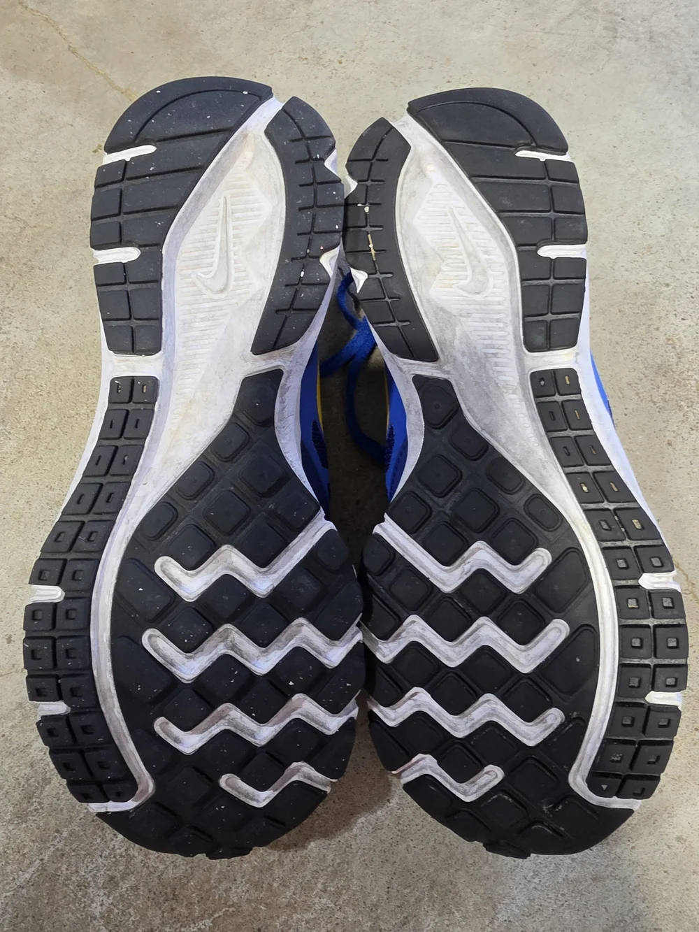 Nike Blue with Yellow Swoosh Athletic Trainers Boys Shoes
